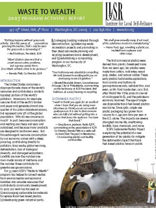 Waste to Wealth 2007 Activities Report
