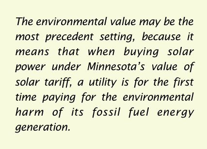 pull quote environmental value of solar Minnesota ILSR report